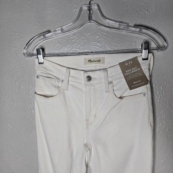New Madewell Kick Out Full-Length Jeans Ivory Off White Sz 24 Waist Split Hem - Picture 3 of 11